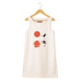 thumbnail image 1 of Flying Crane Bird Printed Vintage 100% Cotton Linen Mini Shift Dress WDS_01 18, 1 of 1
