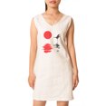 thumbnail image 1 of Flying Crane Bird Printed Vintage V-neck Linen Mini Shift Dress WDS_02 4, 1 of 1