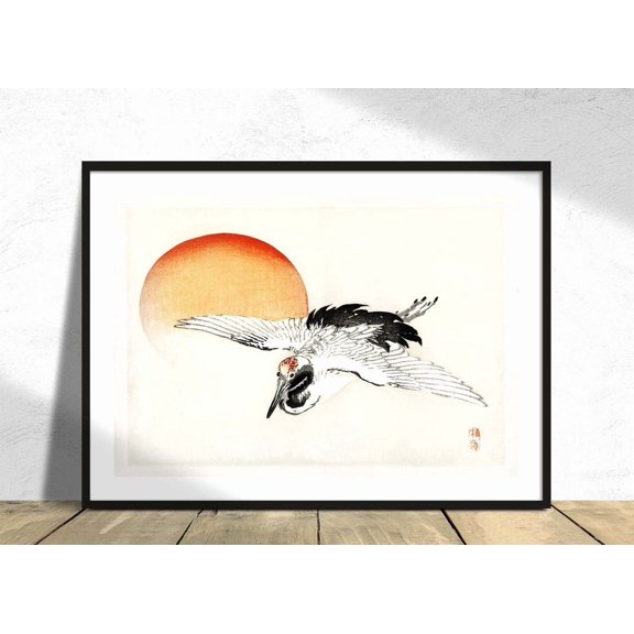 Flying Crane Kono Bairei Japanese Art Vintage Decoration Reproduction Retro Asian Decor Bird Illustration Unframed Paper Print