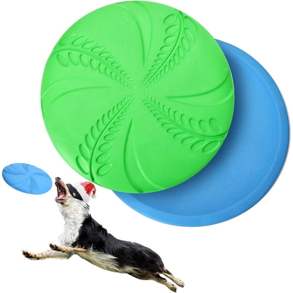 Flying Disc 2 Pack,8 in Flexible Floatable Disc for Long-Distance Flies and Floats, Lightweight Soft Flying Discs for Small Medium Large Dogs to Fetch & Catch, Blue & Green