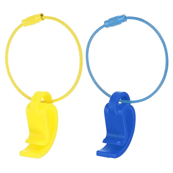 Flying Disc Clip with Wire Cable Sport Disk Hanger Hook Holder for Carrying, Blue Yellow, 2 Pack