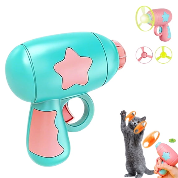Flying Disc Launcher Toy, Interactive Cat Toy for Indoor Cats & Dogs, High-Visibility Propeller Pet Play Toy.(Green)