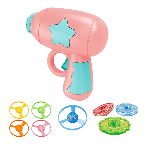 Flying Disc Launcher Toy, Interactive Dog Toy, 4 In Diameter, Dog Toy Interactive, Outdoor Backyard Play, Pink Abs Plastic, 1 Pc Launcher, 5 Disc, 1 Spinning Top