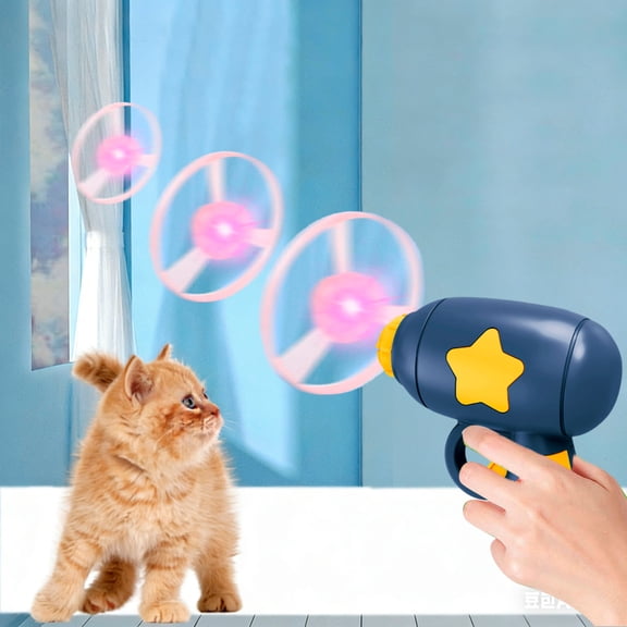 Flying Disc Launcher Toy,Interactive Flying Propeller Cat Toy Launcher with Light-Up Discs, Indoor/Outdoor Exercise Toy for Cats Dogs