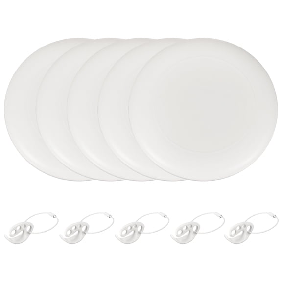 Flying Disc, Sports Flying Disc 10.7 inch & 175g & 5 Pack & Plastic & White with Carry Ring - Fitting for (Outdoor/Beach/Camping/Park/Pet/Pro/Beginners)