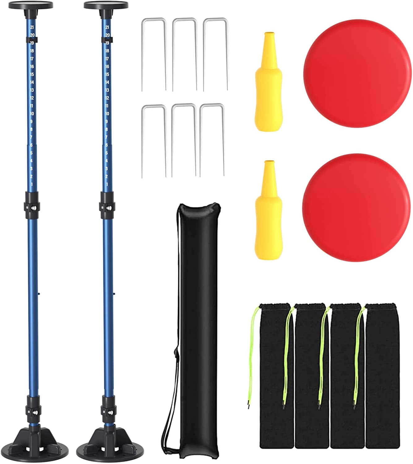 Outdoor Group Sport Flying Disc Game Set Pack with Adjustable Height