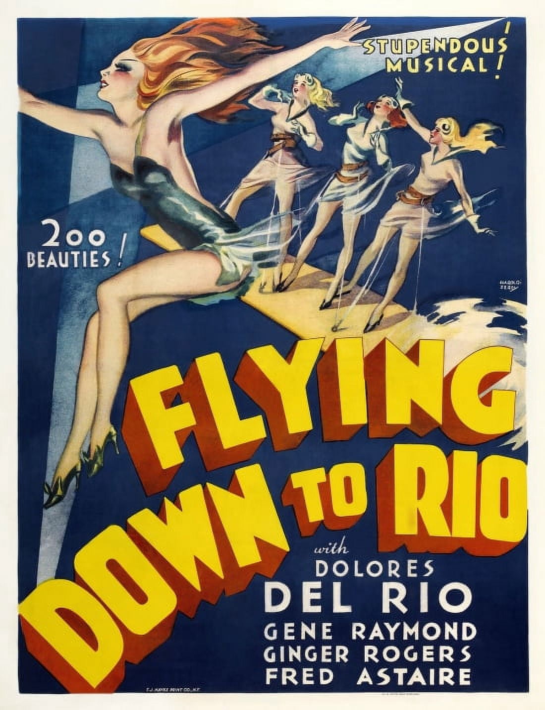 Flying Down To Rio Movie Fred Astaire Ginger Rogers Canvas Art - (36 x 54)