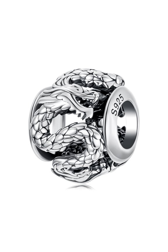 Flying Dragon Charm 925 Sterling Silver Charm,Charm for Bracelets , Perfect Gift for Women