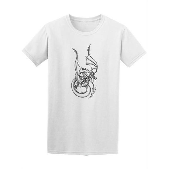 Flying Dragon Drawn In Ink   T-Shirt Men -Image by Shutterstock, Male Large