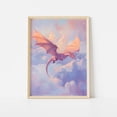 Flying Dragon Fantasy Creature In Pastel Sky Poster , Poster Print Only ...