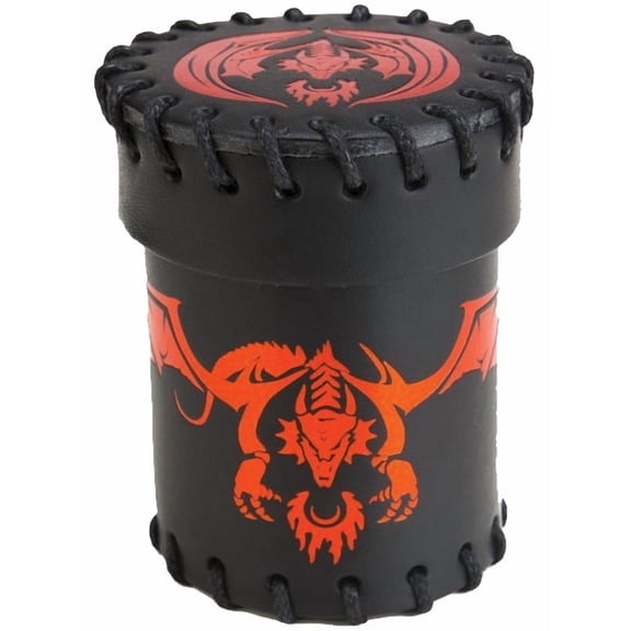 Dice Cup: Flying Dragon Black/Red Leather