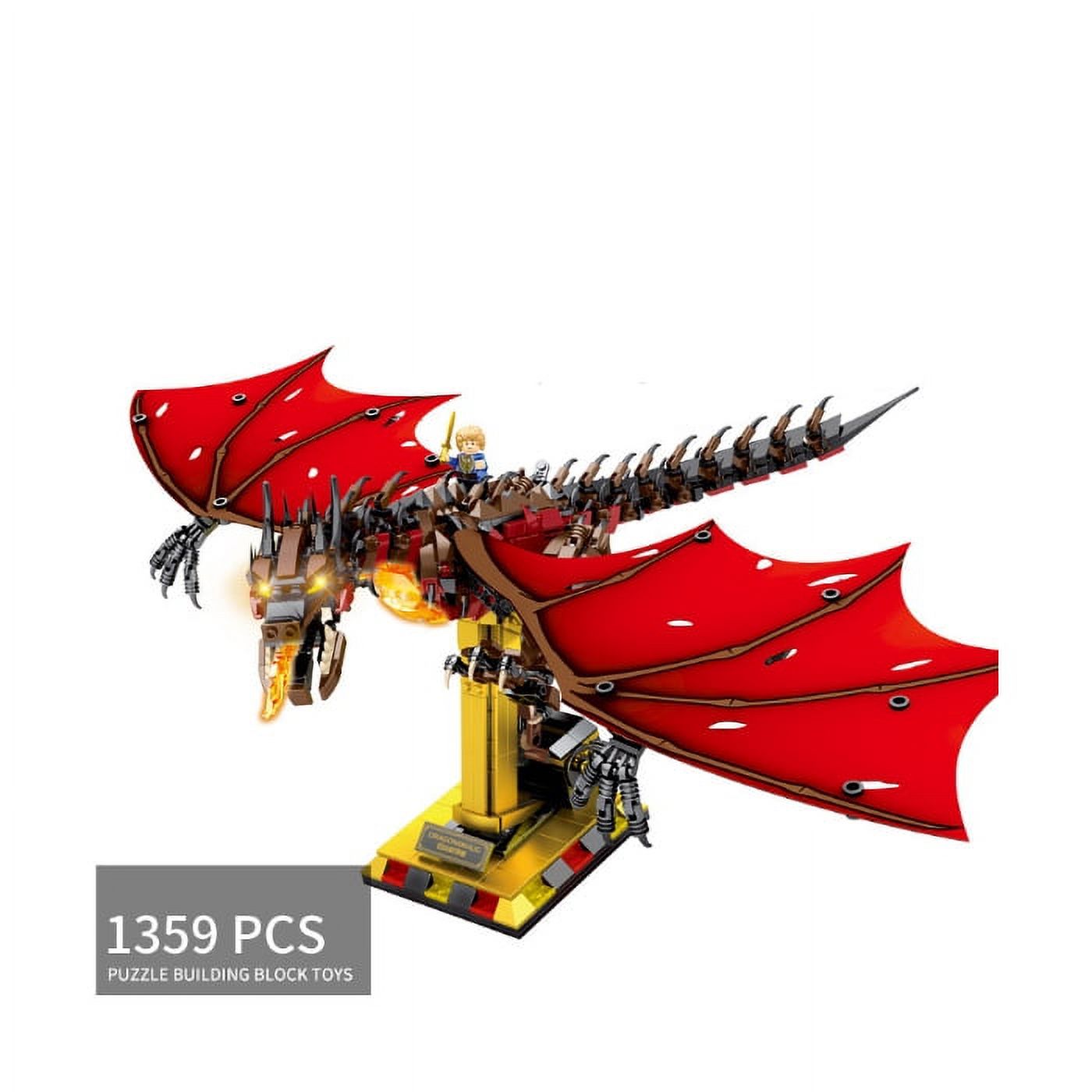 Flying Dragon Model Smaug Kids DIY Puzzle Building Block Toys(Red
