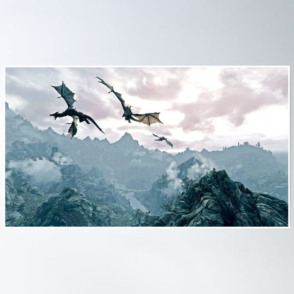 Flying Dragon Poster Wall Art, Modern Wall Decor, 8x12 UNFRAMED