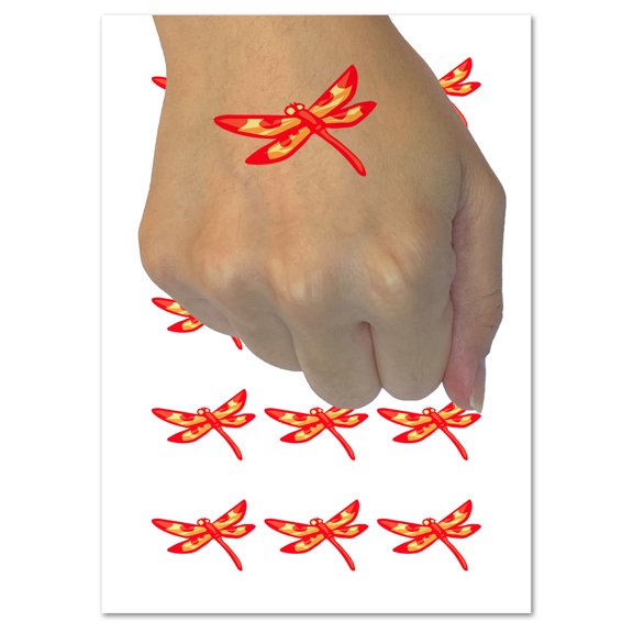 Flying Dragonfly with Spotted Wings Insect Darter Water Resistant Temporary Tattoo Set Fake Body Art Collection - 54 1" Tattoos (1 Sheet)