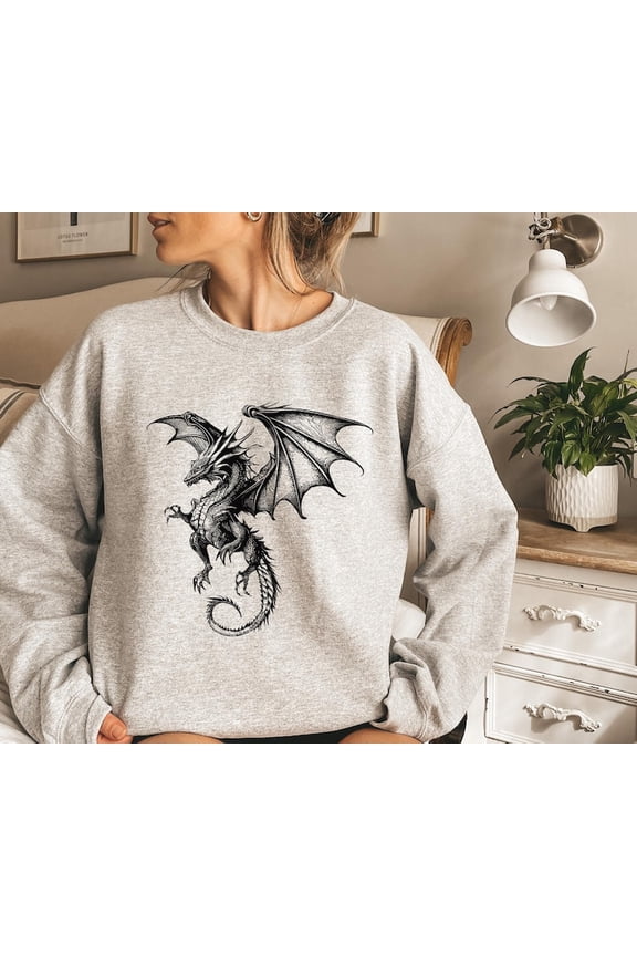Flying Dragons Sweatshirt, Dragon Fantasy Sweater, Dragon Rider Gift Shirt, Dragon Lover Gift For Book Reader, Mystical Dragon Shirt Hoodie
