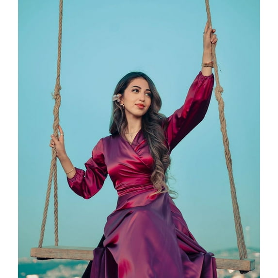 Flying Dress | Long Satin Dress | Flowy Dress | Long Train Dress | Santorini Flying Dress| Women Slip Dress