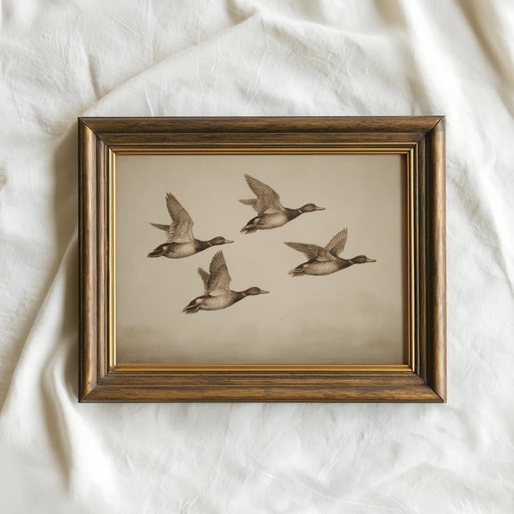 Flying Ducks Etching Country House Decor Wall Art