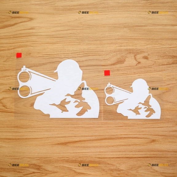 Flying Ducks Hunting Life Shotgun Hunter Sticker Decal Vinyl - 2 Pack White, 4 Inches, 6 Inches - No Background Die Cut for Car Boat Laptop