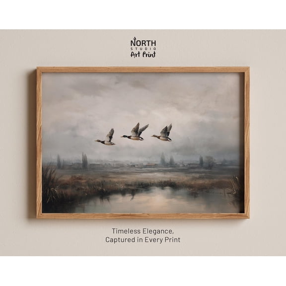 Flying Ducks Rustic Countryside Bird Poster Unframed Paper Print