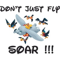 Flying Dumbo Elephant Disney Cartoon Personalized Wall Decal Custom Vinyl Wall Art Personalized Name - Baby Girls Boys Kids Nursery Daycare Wall Room Decor Wall Stickers Decorations Size (15x30 inch)