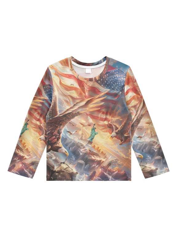 Flying Eagle Boys' Rash Guard Shirts UPF 50 Plus Sun Protection Short Sleeve Swim Tees 4T
