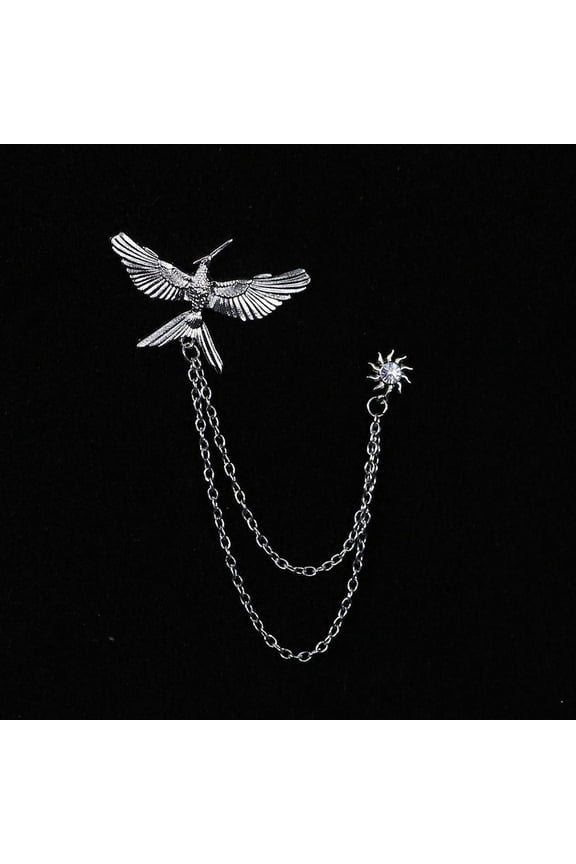 Flying Eagle Brooches Fashion Tassel Brooch for Men Bird Lover Rhinestone Badge