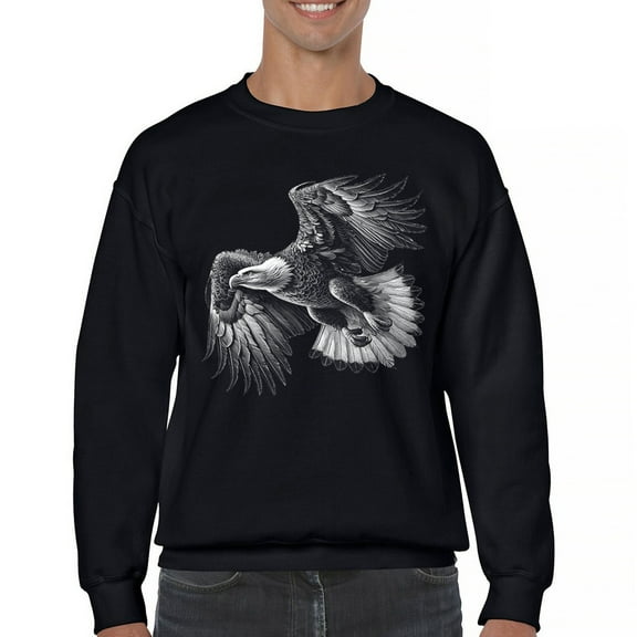 Flying Eagle Portrait Sweatshirt Soaring Patriotic Symbol of Freedom American Bird Wings Wildlife Nature Crewneck