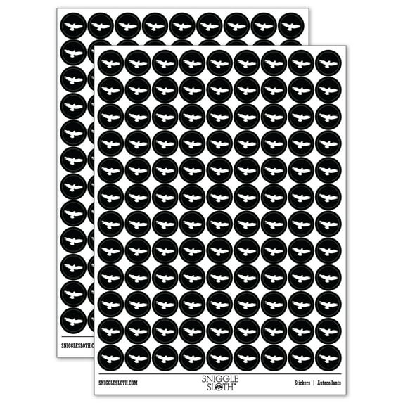 Flying Eagle Solid 200+ Round Stickers - Black - Matte Finish - 0.50" Size