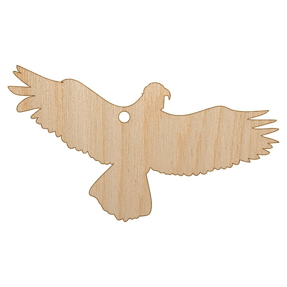 Flying Eagle Solid Wood Holiday Christmas Tree Ornament Unfinished DIY Pre-Drilled Craft