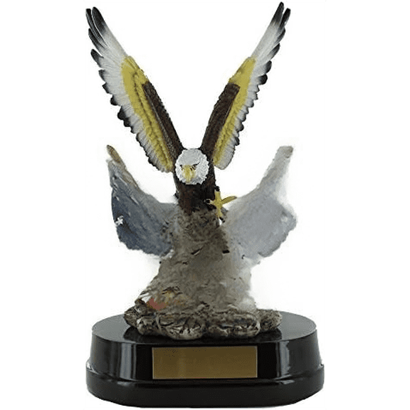 Flying Eagle Trophy with American USA Flag, Engravable Customizable Personalized Patriotic Award for Employee Recognition, Work, School, Military, 11 Inch$$Gift Supply & Awards