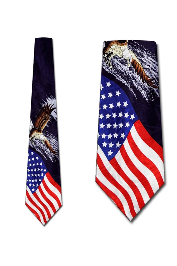 Flying Eagle with Flag Necktie Mens Tie by Steven