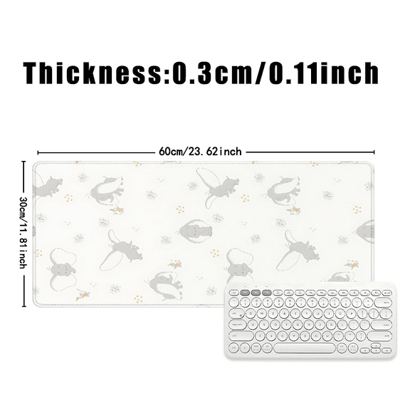 Flying Elephant Design Mouse Pad 31.5 x 11.82 Inches Rubber Desk Mat for Office Home Kids Room