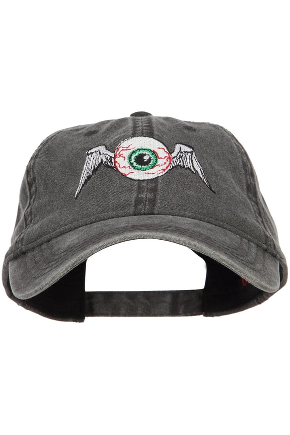 Flying Eyeball Embroidered Washed Cap - Black OSFM