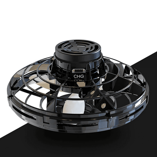 Flying Fidget Spinner Drone Ball UFO Stress Focus Hand Fun Toy LED Kids and Adults Black
