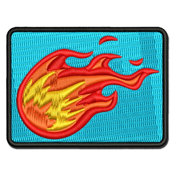 Flying Fireball Hot Flame Wizard Magic Spell Applique Multi-Color Embroidered Iron-On Patch - 2.5 Inch Small
