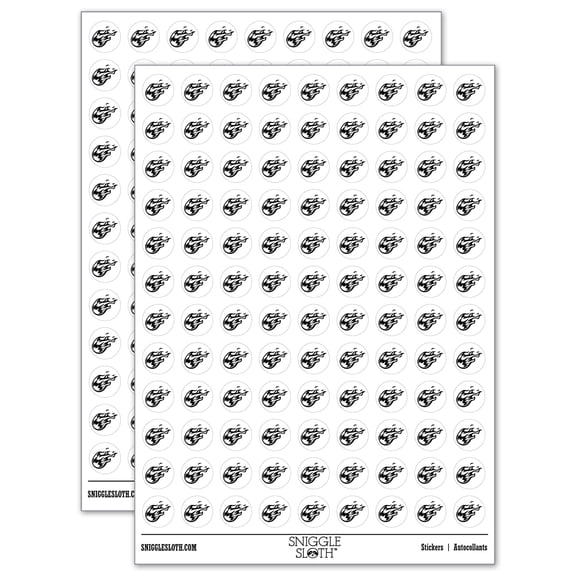 Flying Fireball Hot Flame Wizard Magic Spell 200+ Round Stickers - White - Matte Finish - 0.50" Size