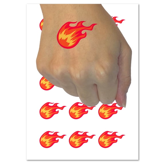 Flying Fireball Hot Flame Wizard Magic Spell Water Resistant Temporary Tattoo Set Fake Body Art Collection - 54 1" Tattoos (1 Sheet)