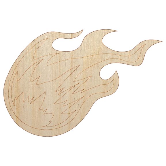 Flying Fireball Hot Flame Wizard Magic Spell Wood Shape Unfinished Piece Cutout Craft DIY Projects - 4.70 Inch Size - 1/4 Inch Thick