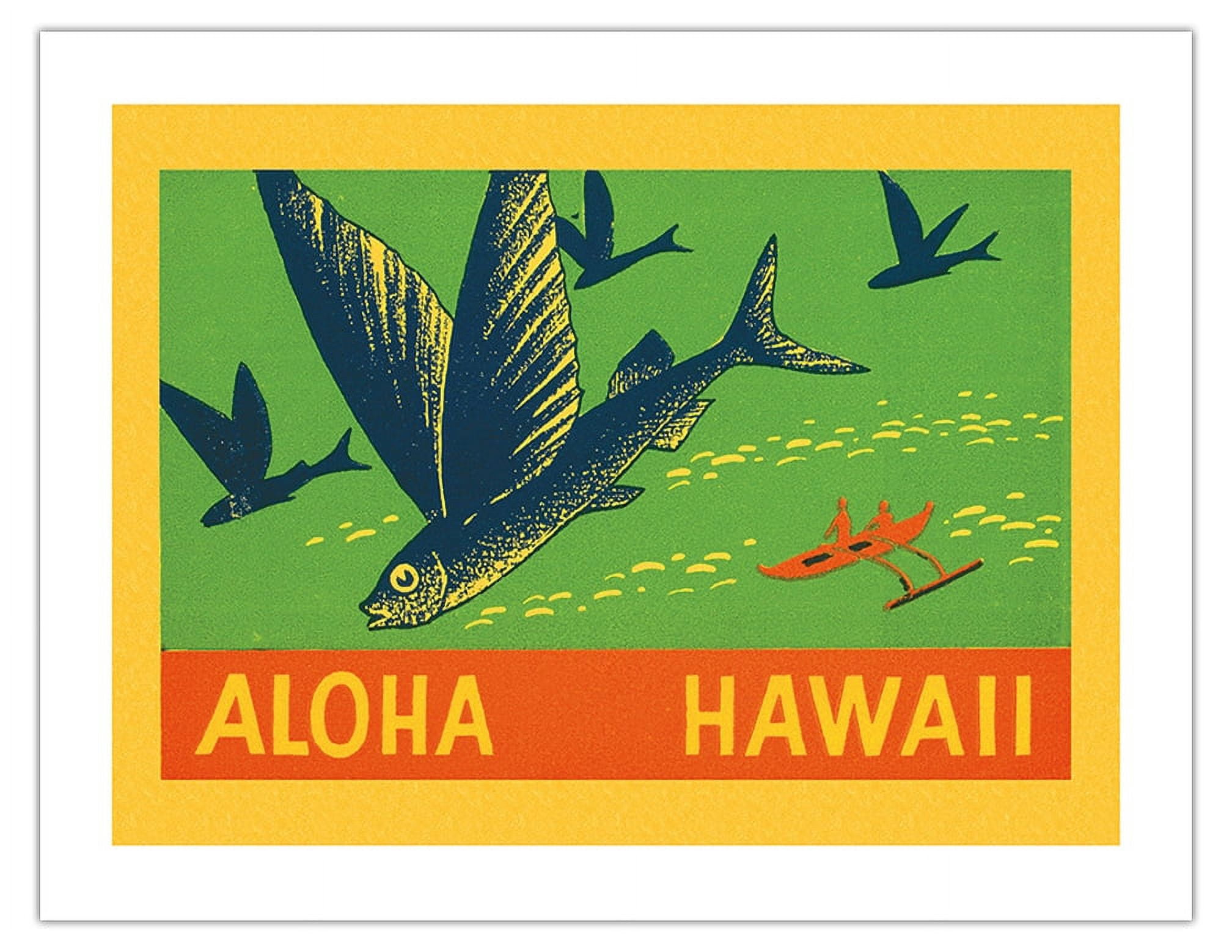 Flying Fish - Aloha Hawaii - Vintage Travel Poster c.1930s - Bamboo ...