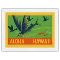 thumbnail image 1 of Flying Fish - Aloha Hawaii - Vintage Travel Poster c.1930s - Japanese Unryu Rice Paper Art Print (Unframed) 18 x 24 in, 1 of 4