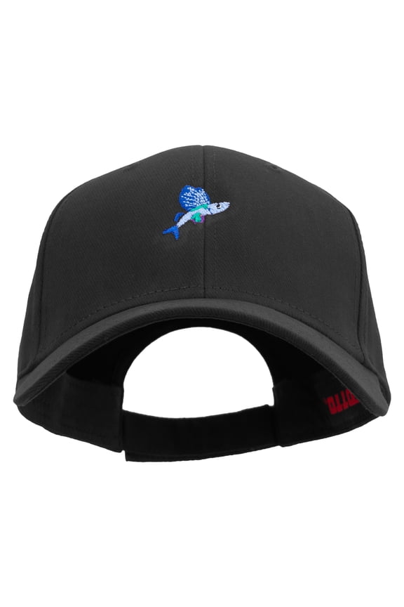 Flying Fish Embroidered Brushed Bull Denim Low Profile Cap - Black OSFM