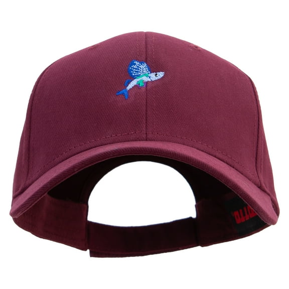 Flying Fish Embroidered Brushed Bull Denim Low Profile Cap - Maroon OSFM