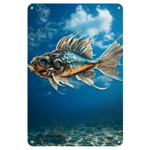 Flying Fish Iron Art Painting, 8x12 inches - Frameless Metal Wall Decor, Perfect for Room Decor