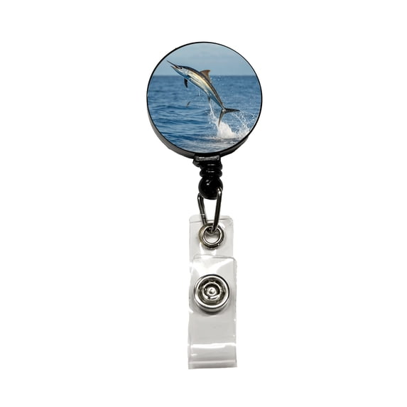 Flying Fish Jumping Fishing Retractable Reel ID Badge Key Card Name Tag Holder with Clip