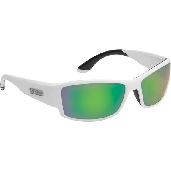 Flying Fisherman Razor Polarized Sunglasses - Matte White/Amber Green Mirror
