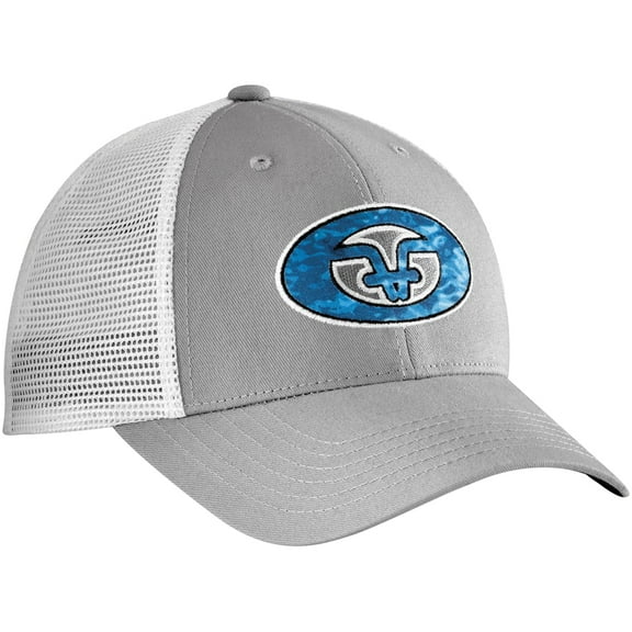 Flying Fisherman Blue Water Camo Logo Trucker Hat - Gray