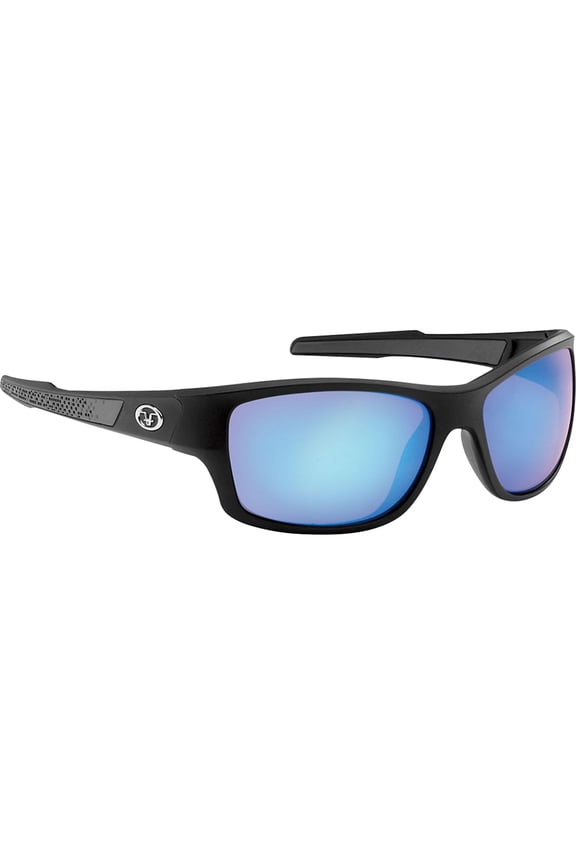 Down Sea Polarized Sunglasses, Matte Black Frame, Smoke-Blue Mirror Lens