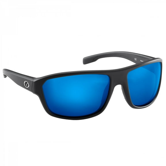 Flying Fisherman Kingfisher Sunglasses - Matte Black/Ice-Blue Mirror