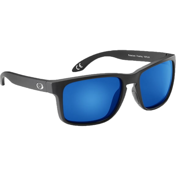 Flying Fisherman Lagoon Floating Sunglasses - Matte Black/Smoke Blue Mirror