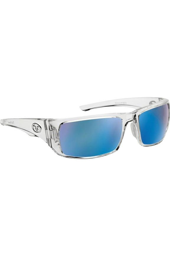 Morocco Polarized Sunglasses - Crystal/Smoke Blue Mirror